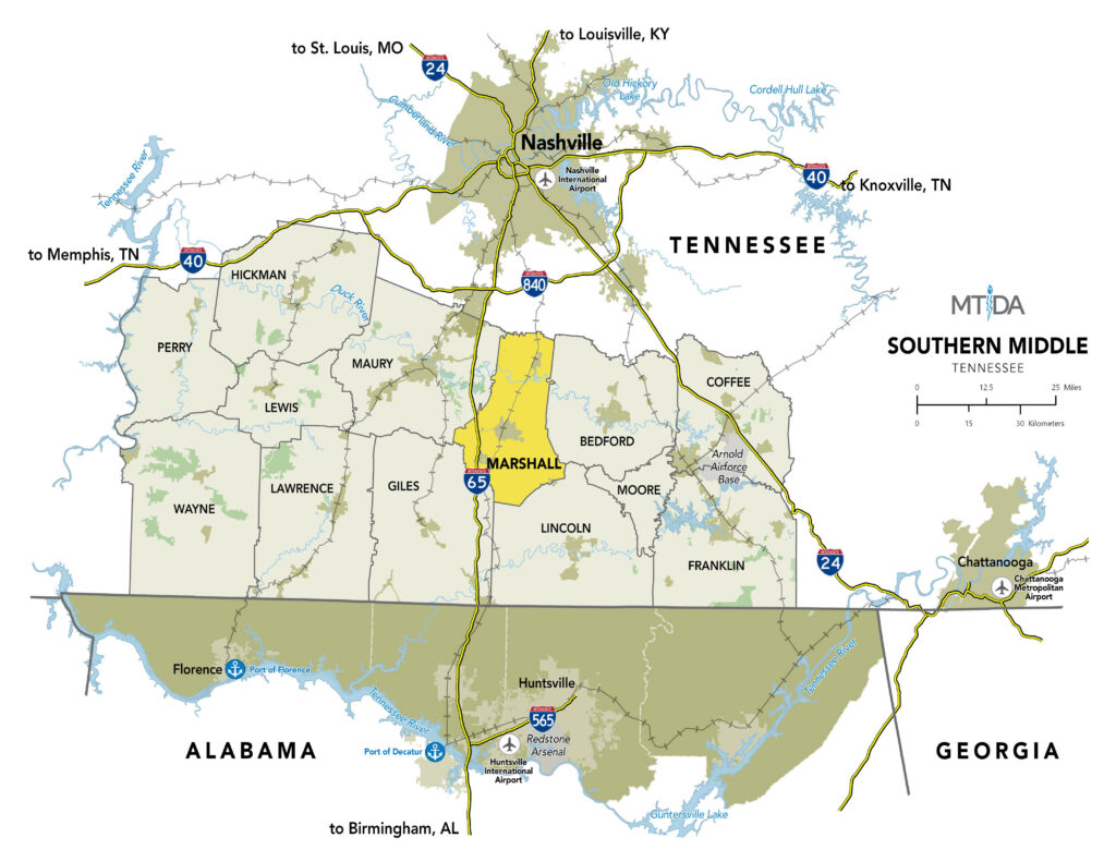 MTIDA Southern Middle Tennessee Map