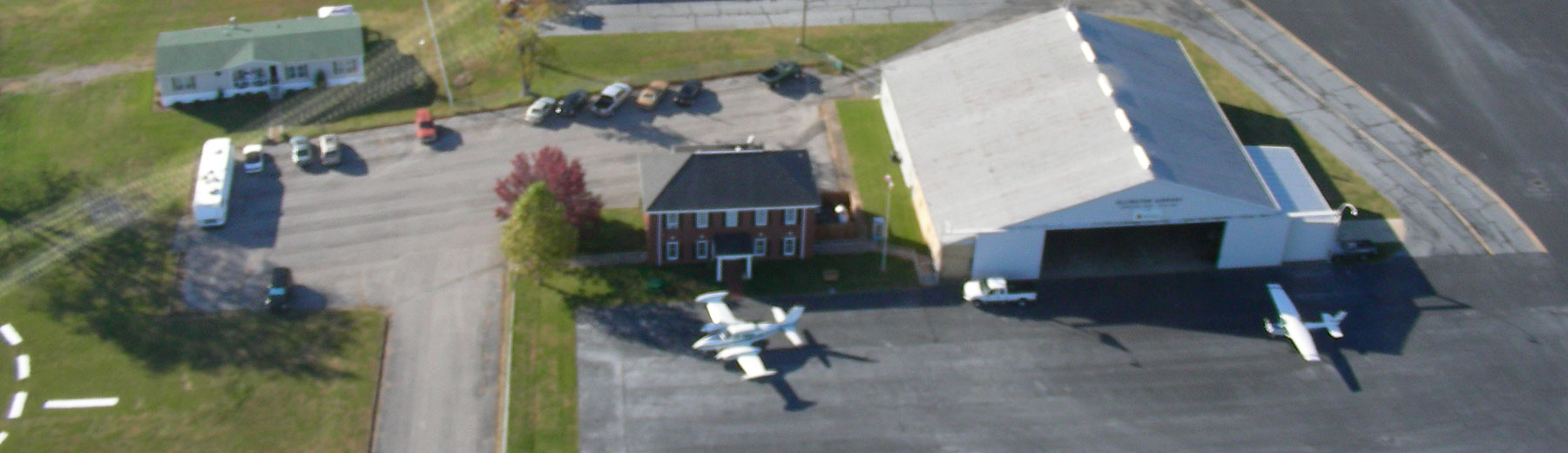 Arial View of Office Building and Hangar